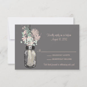Cartão RSVP Mason Jar & Wildflower