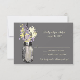 Cartão RSVP Mason Jar & Wildflower