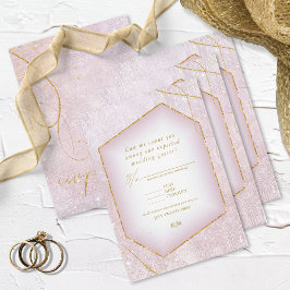 Cartão RSVP Mauve de Casamento Dourado de Abstrato Fine Lines 