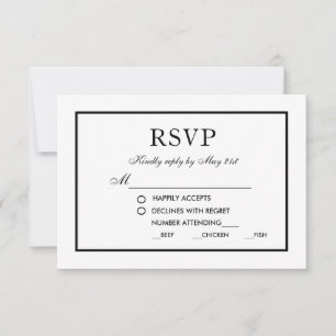 Cartão RSVP MB preto & branco do casamento elegante moderno de