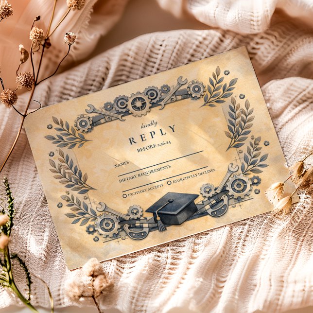 Cartão RSVP Mechanical Engineering Degree Graduation (Criador carregado)