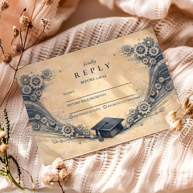 Cartão RSVP Mechanical Engineering Graduate Party (Criador carregado)