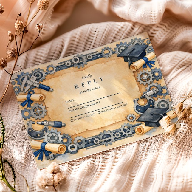 Cartão RSVP Mechanical Engineering Graduation (Criador carregado)