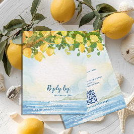 Cartão RSVP Mediterranean Lemon Watercolor Wedding Reply By