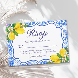 Cartão RSVP Mediterranean Wedding Style with Italian Tiles
