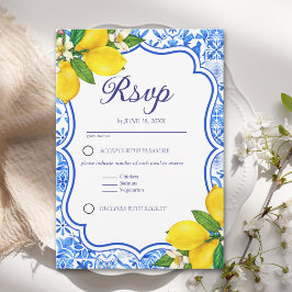 Cartão RSVP Meditterranean Wedding with italian Tiles
