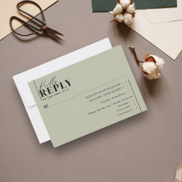 Cartão RSVP Meia Verde de Casamento de Tipografia Minimalista 