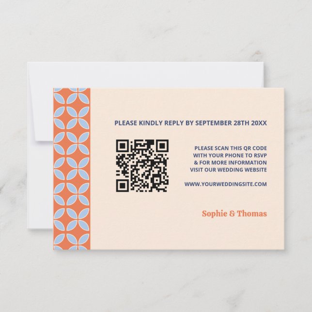 Cartão RSVP Meio século Retro Wedding (Frente)