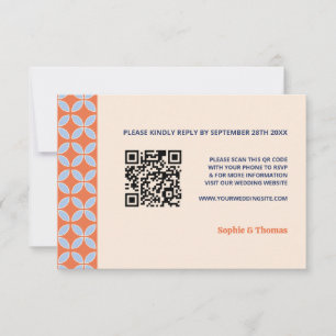 Cartão RSVP Meio século Retro Wedding