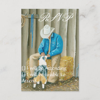 Cartão RSVP Melhores Amigos ~ Cowboy & Australiano Shepherd