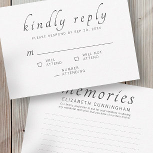 Cartão RSVP Memórias Clássicas do Funeral Memorial gentilmen