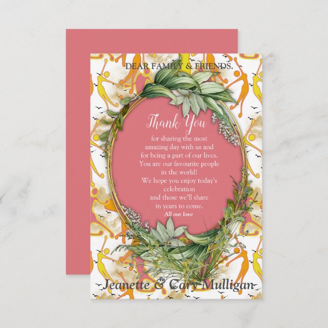 Cartão RSVP Meninas felizes de ioga dançando obrigado  (Frente/Verso)