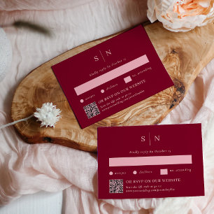 Cartão RSVP Menor e Chic Burgundy Tradicional e Código QR