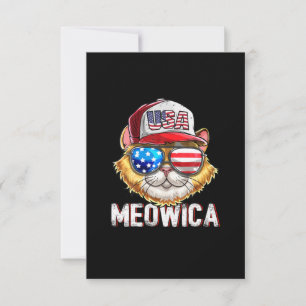 Cartão RSVP Meowica American Flag Cat 4 De Julho