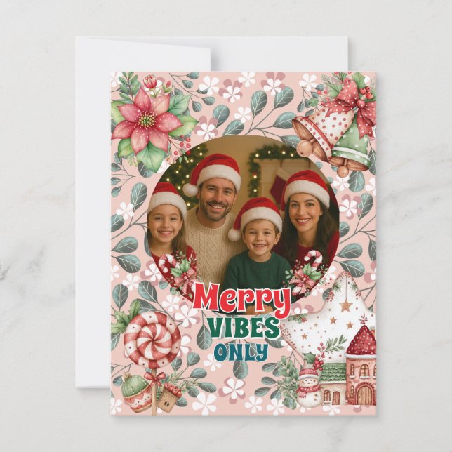 Cartão RSVP Merry Vibes Only – Funny Christmas Card  (Frente)