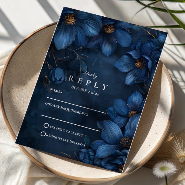 Cartão RSVP Midnight Copper Garden Wedding (Criador carregado)