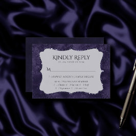 Cartão RSVP Midnight Indigo Romance | Satiny Damask Entree