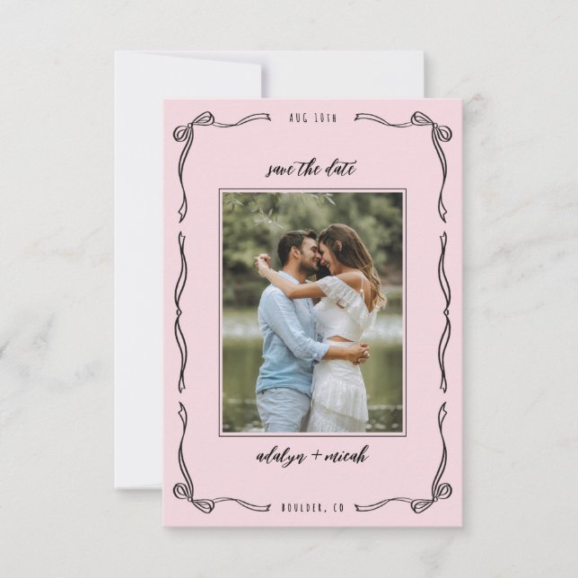 Cartão RSVP Mini pink whimsical bow multi photo (Frente)