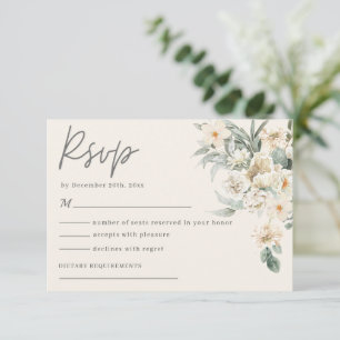 Cartão RSVP Mínima Floral Terthy Tons eden Blue Wedding