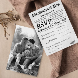 Cartão RSVP Minimal and Chic | Black and White Wedding