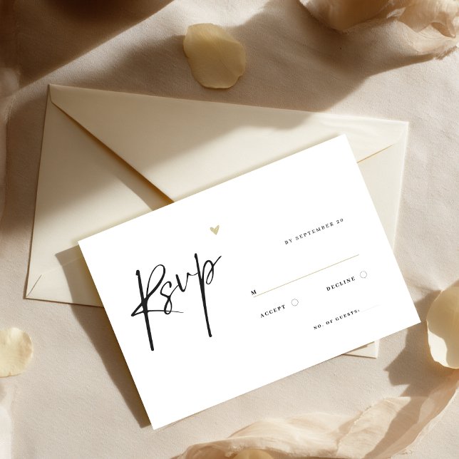 Cartão RSVP Minimal Calligraphy Typo Wedding  (Elegant RSVP Card Wedding)
