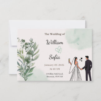 Cartão RSVP Minimal Modern Wedding Invitation