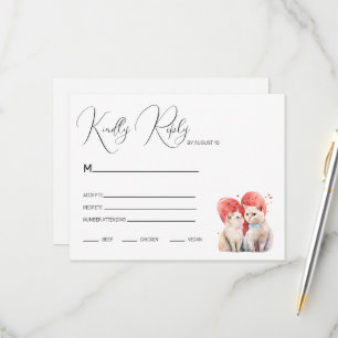 Cartão RSVP Minimalismo com o Casamento de Gatos