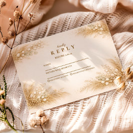 Cartão RSVP Minimalist Beige Pampas Graduation Party