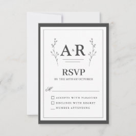 Cartão RSVP Minimalist Black & White