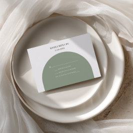 Cartão RSVP Minimalist Boho Retro Sage Green Arch Wedding