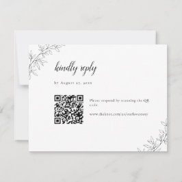 Cartão RSVP Minimalist Botanical Wedding Elegant QR Code