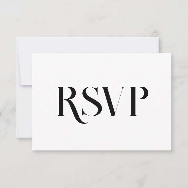 Cartão RSVP Minimalist Contemporary Wedding | Black and White (Frente)
