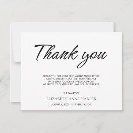 Cartão RSVP Minimalist Elegant Script Funeral Thank You Card