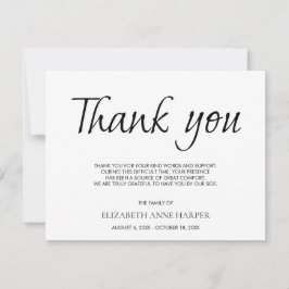 Cartão RSVP Minimalist Elegant Script Funeral Thank You Card