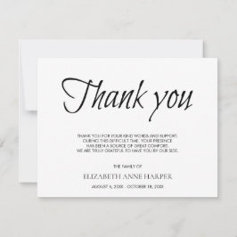 Cartão RSVP Minimalist Elegant Script Funeral Thank You Card