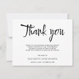 Cartão RSVP Minimalist Elegant Script Funeral Thank You Card