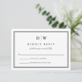 Cartão RSVP Minimalist Monogram Wedding