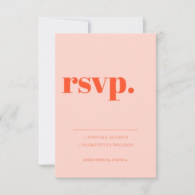 Cartão RSVP Minimalist Orange Pink  Simple Kindly Reply (Frente)
