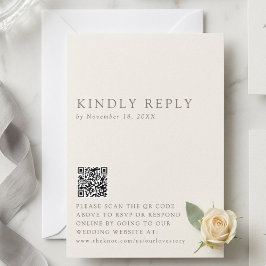 Cartão RSVP Minimalist Wedding Reply Online QR Code Taupe