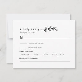 Cartão RSVP minimalist Wildflower Wreath Folk Rustic Wedding