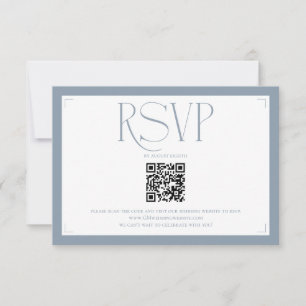 Cartão RSVP Minimalista Azul Poeirento Monograma Elegante Casa