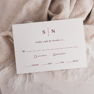 Cartão RSVP Minimalista e Chic Escolha de Refeição Branco e