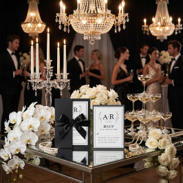 Cartão RSVP Minimalista Preto e Branco