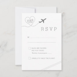 Cartão RSVP Minimalista Retrospectivo do Coração do Avião de T