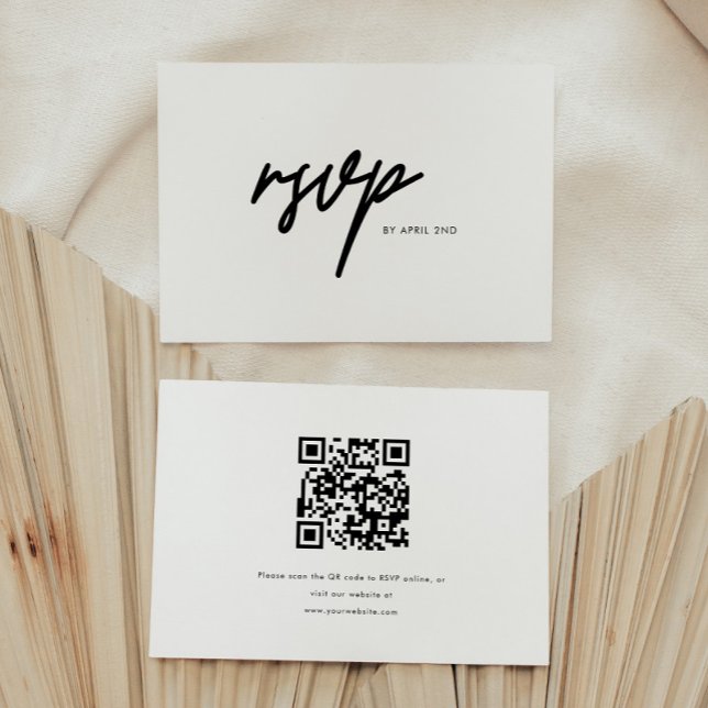 Cartão RSVP Minimalistic Modern Black & White Graduation Party (Criador carregado)