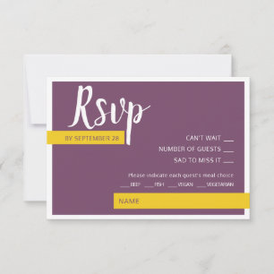 Cartão RSVP Mínimo de casamento roxo moderno 