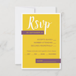 Cartão RSVP Mínimo de casamento roxo moderno