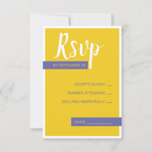 Cartão RSVP Mínimo de casamento roxo moderno