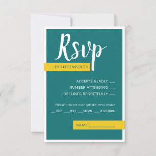 Cartão RSVP Mínimo de casamento verde e amarelo moderno