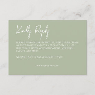 Cartão RSVP Mínimo de Typografia Sage Green